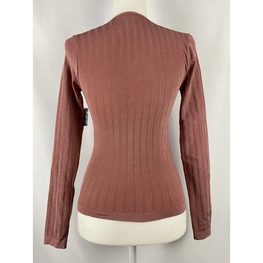 FREE PEOPLE Womens Coral Long Sleeve Scoop Neck Evening Top Size M/L A003380